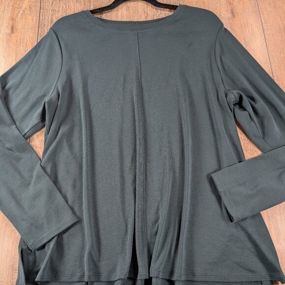 J Jill Top Womens XL Green Long Sleeve 100% Pima Cotton T Shirt Normcore - Picture 1 of 9